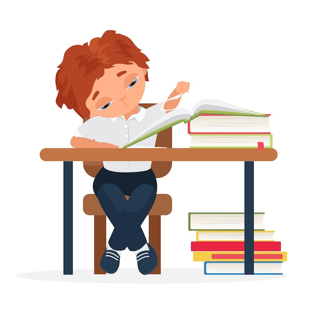 Studenti stanchi che leggono libri