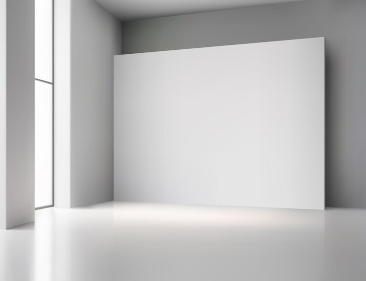 Vettore studio bianco vuoto con podio a tavolo vuoto