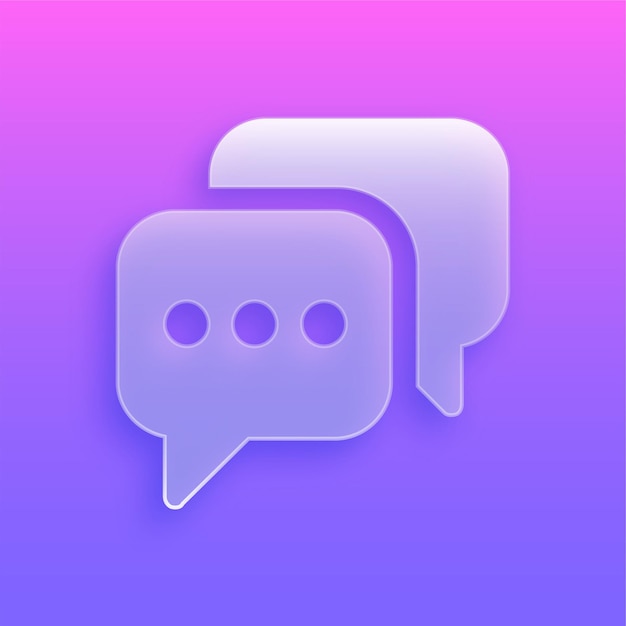 Stupendo moderno morfismo di vetro Chat Bubbles Icon con sfondo vibrante