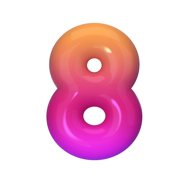 Stylish 3D numero 8 con gradiente rosso e viola moderno vibrante e astratto Perfetto per la progettazione grafica d'arte digitale e progetti creativi illustrazione vettoriale