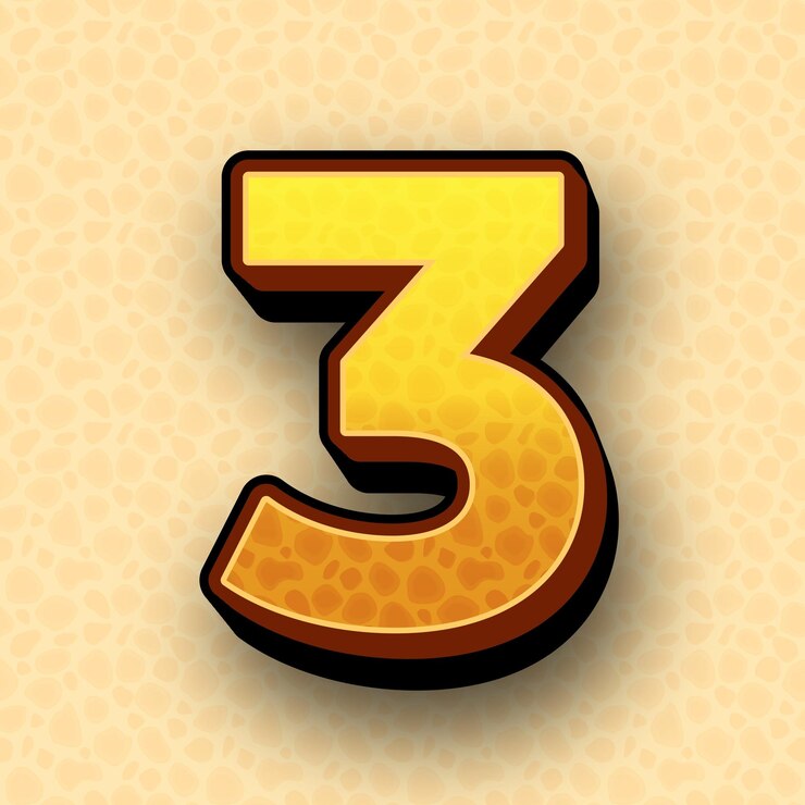 Vettore stylish 3d yellow pattern effect vector number 3 icon per personalizzare gli sfondi