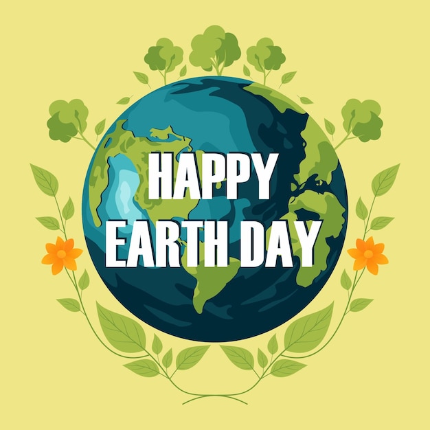 Stylish flat vector art Earth day go green (giorno della terra verde)