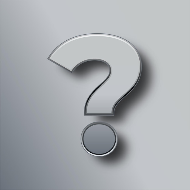 Stylish Silver Metal Question Mark con sfondo grigio