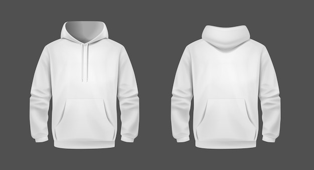 Stylish White Unisex Hoodie Front e Back View Sports hoodies Abbigliamento accogliente