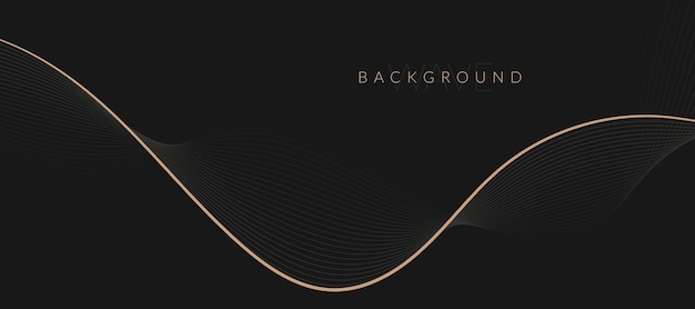Stylized line art background design con linee ondulate nere e dorate Elementi di design scientifici e