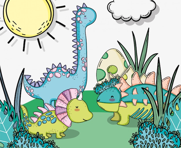 Styracosaurus carino con ankylosaurus e animali diplodocus