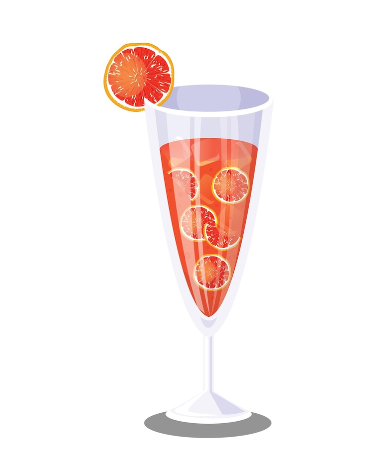 Vettore succo d'arancia fresco in bicchiere cocktail realistici e fette d'arancia bevanda di frutta naturale d'arancia