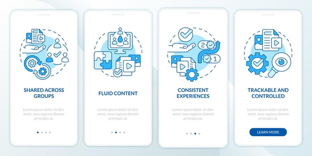 Suggerimenti per i contenuti blu per l'onboarding della schermata dell'app mobile
