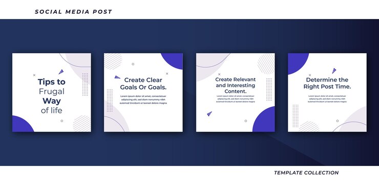 Vettore suggerimenti per la raccolta di successo set di social media business marketing testo post modello di banner quadrato