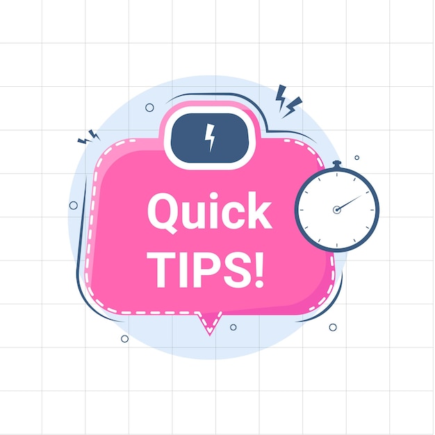 Suggerimenti rapidi adesivi vettoriali in stile moderno per soluzioni di badge tooltip e banner di consigli utili