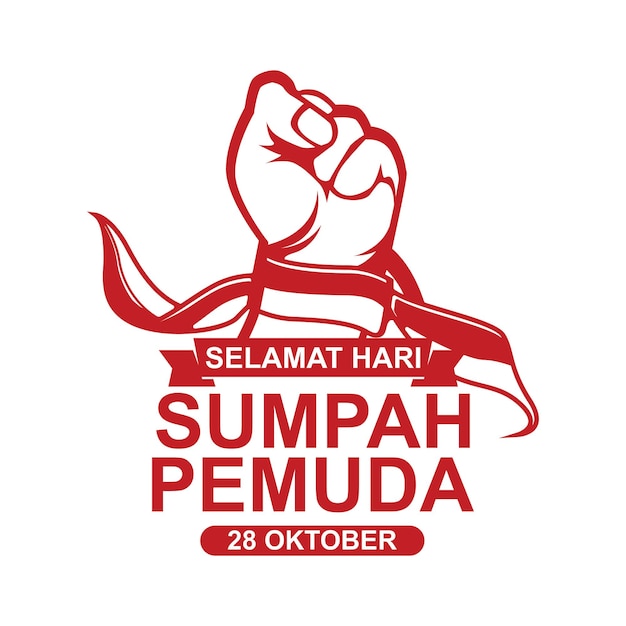 Sumah pemuda Oktober 28 logo design Dichiarazione dell'eroe della gioventù indonesiana