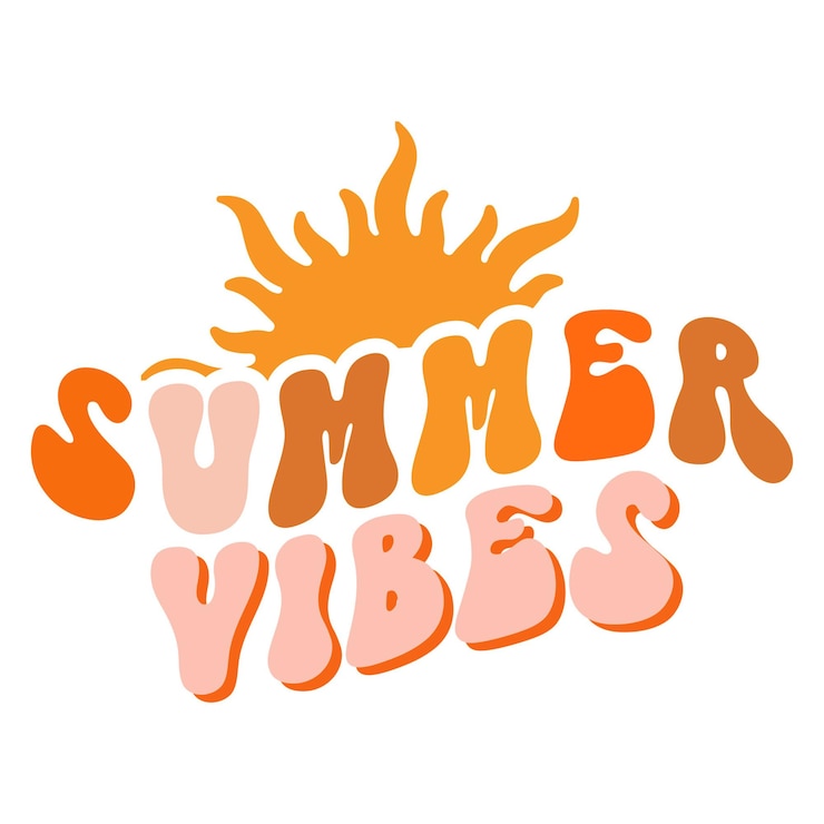 Vettore summer vibes design tipografico retrò groovy design estivo