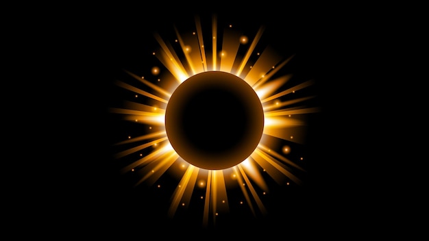 Sun Eclipse Fire Dark Background Vector Moon Design Style Space Science Glow Light