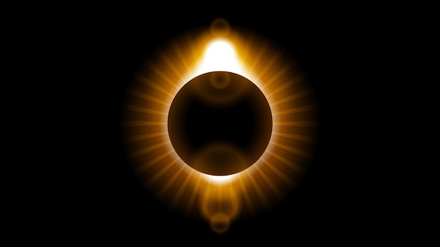 Sun Eclipse Fire Dark Background Vector Moon Design Style Space Science Glow Light