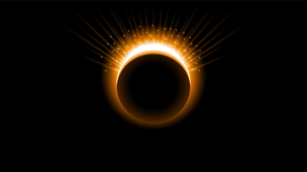 Sun Eclipse Fire Dark Background Vector Moon Design Style Space Science Glow Light