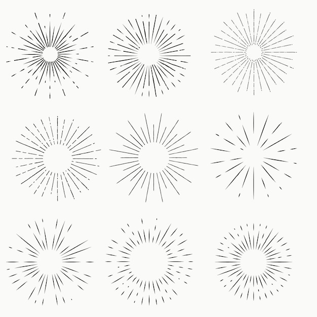 Sunburst set Sunburst icon collection vectorRetro sunburst designBig collection sunburst best qua