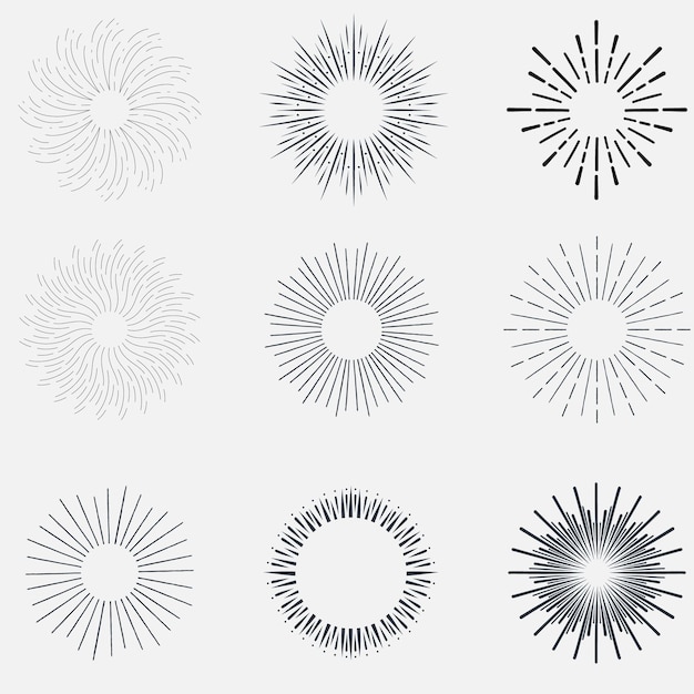 Sunburst set Sunburst icon collection vectorRetro sunburst designBig collection sunburst best qua