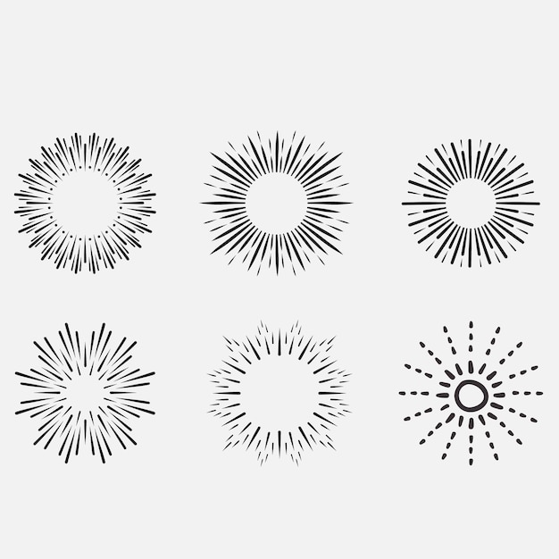 Sunburst set Sunburst icon collection vectorRetro sunburst designBig collection sunburst best qua
