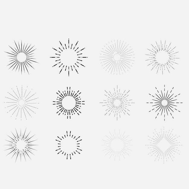 Sunburst set Sunburst icon collection vectorRetro sunburst designBig collection sunburst best qua