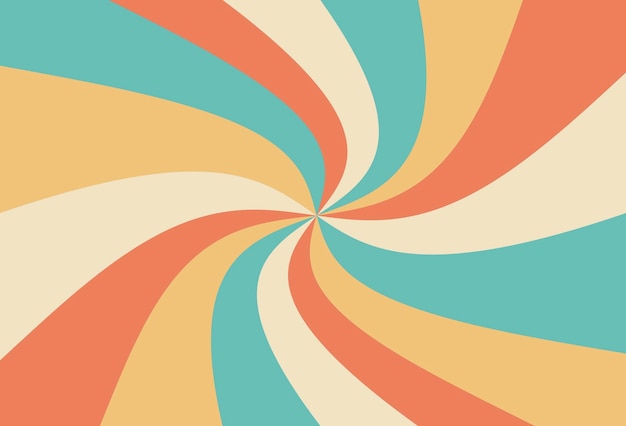 Sunburst vibrazioni retrò stampa grafica sfondo groovy anni '60 e '70