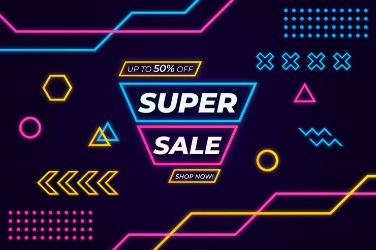 Super Sale Sfondo Glow In The Dark Memphis Style