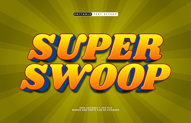 super swoop effetto di testo modificabile con uno stile di testo per bambini e giochi