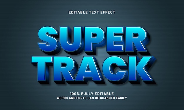 super traccia effetti di testo modificabili con un tema sportivo e di gara