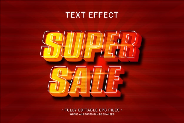 Super vendita banner effetto testo modificabile stile moderno effetto testo in grassetto 3d