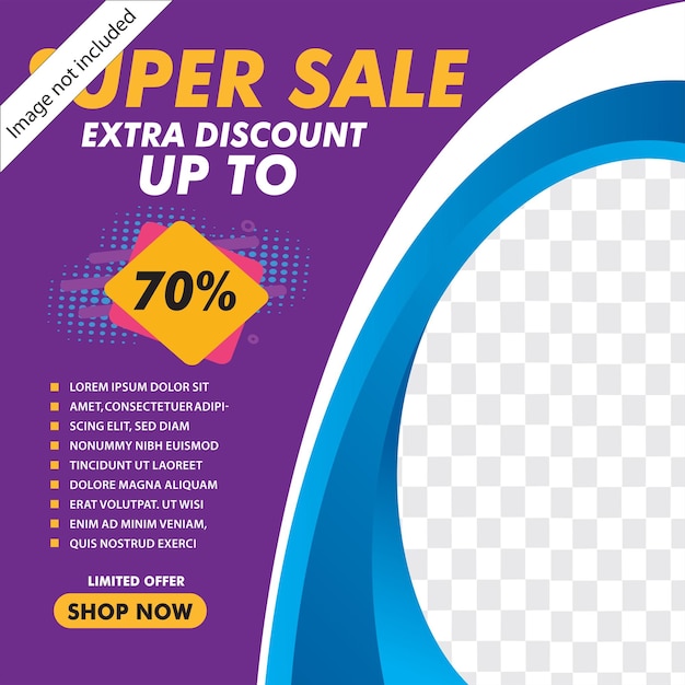 Super vendita sconto post sui social media Design Vector