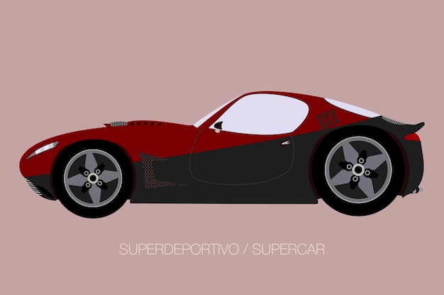 Supercar nella vista laterale del profilo Auto super coupé Design automobilistico di lusso supercar vettore