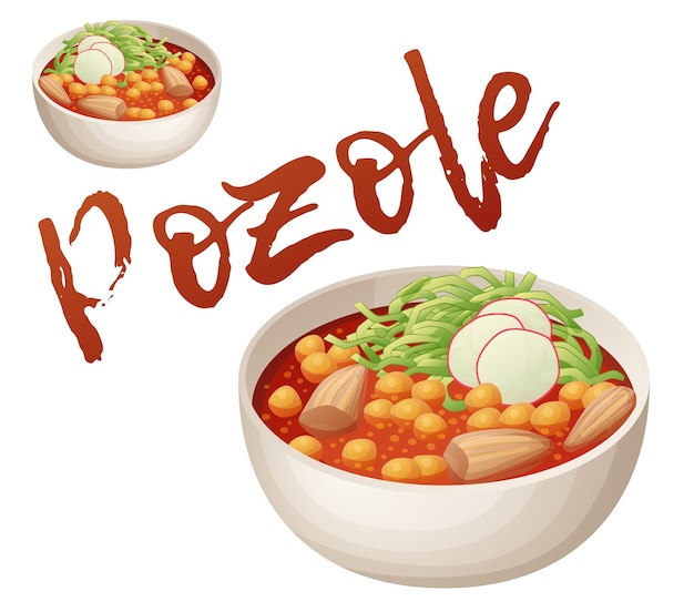Suppa messicana pozole rojo icona vettoriale isolata su sfondo bianco cibo tradizionale fatto di homini
