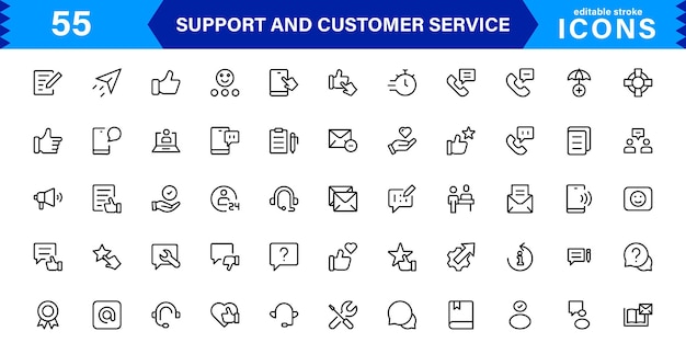 Support e Customer Service Tools Icon Set Icone efficaci per la gestione dell'helpdesk di supporto al servizio