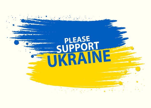 Supporta il testo dell'Ucraina con il design del tema della bandiera dell'acquerello
