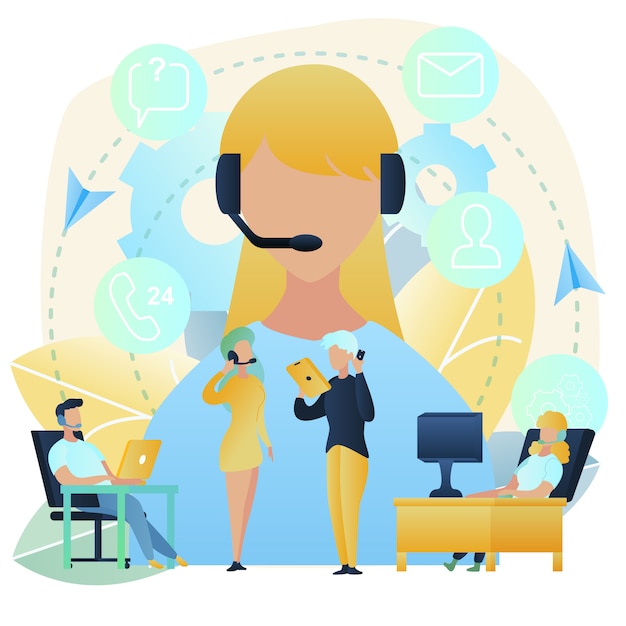 Supporto clienti con il concetto di vettore Call Center