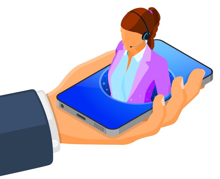 Vettore supporto clienti online isometrico