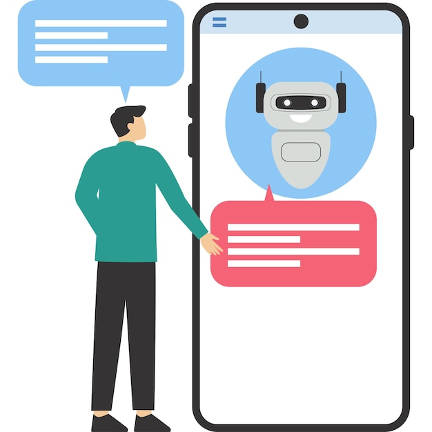 Supporto dell'assistente AI e concetto di FAQ che pone domande e riceve risposte Clienti in dialogo