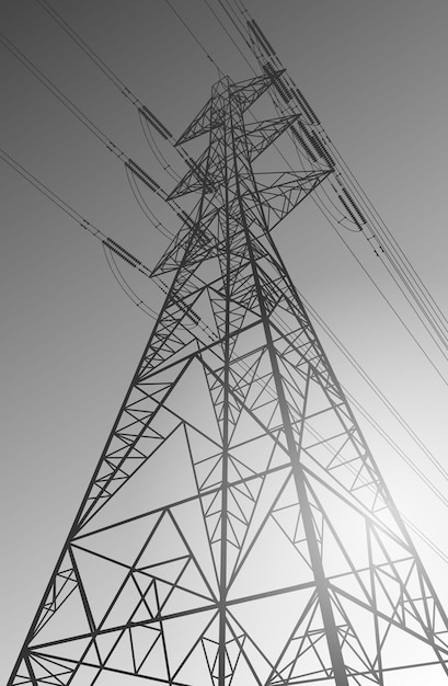 Supporto per linee elettriche ad alta tensione Illustrazione vettoriale Schizzo per la creatività