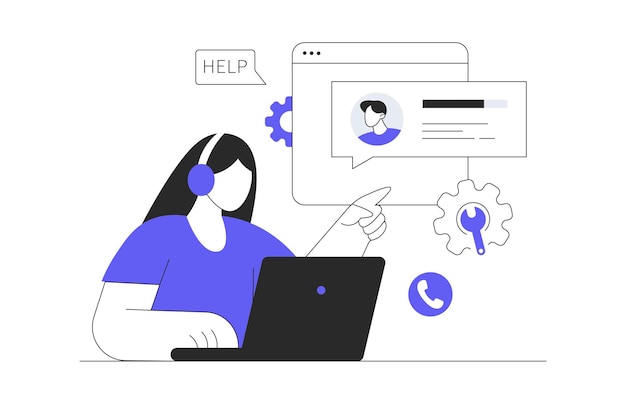 Supporto tecnico o servizio clienti consulente hotline aiuta un cliente fornendo informazioni web