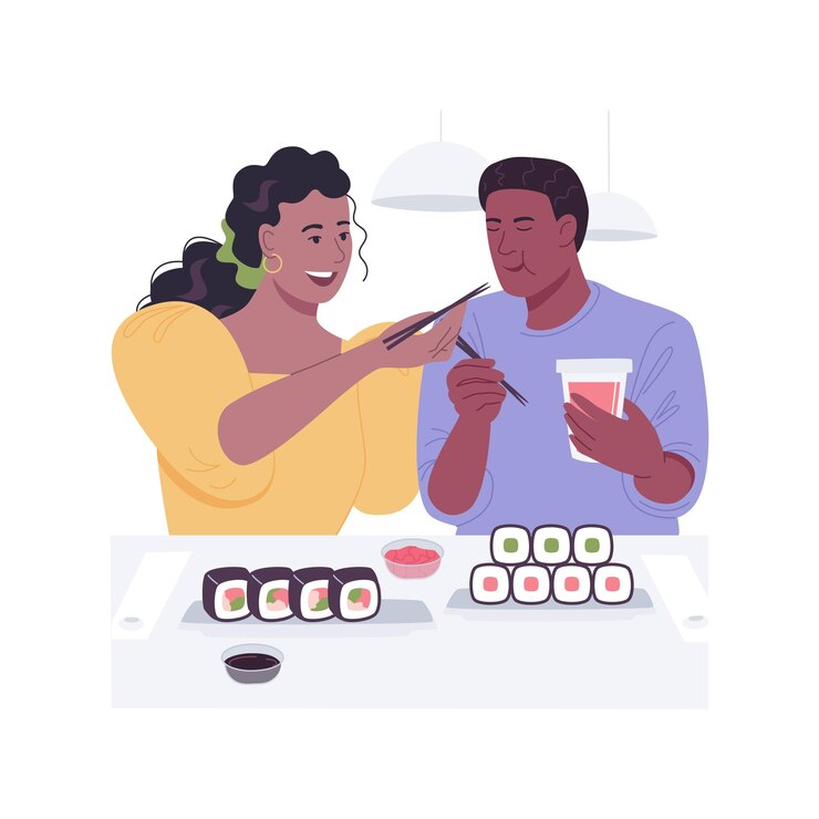 Vettore sushi posto isolato illustrazioni vettoriali cartoni animati