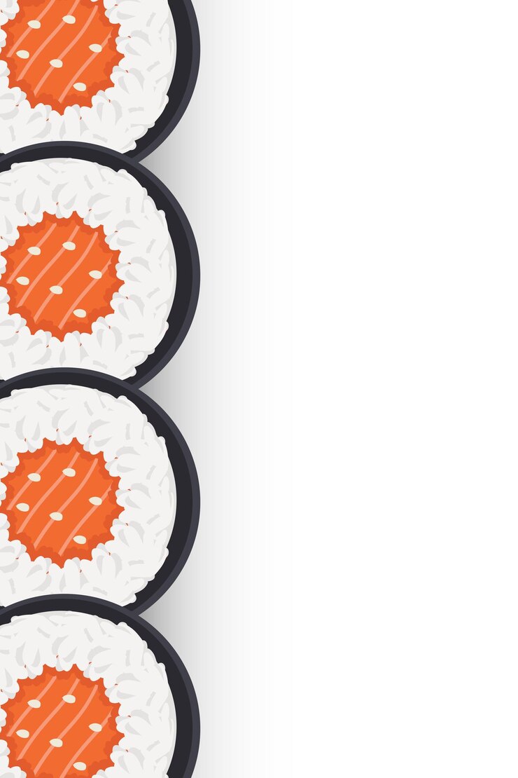 Vettore sushi roll border giappone food frame sushi banner