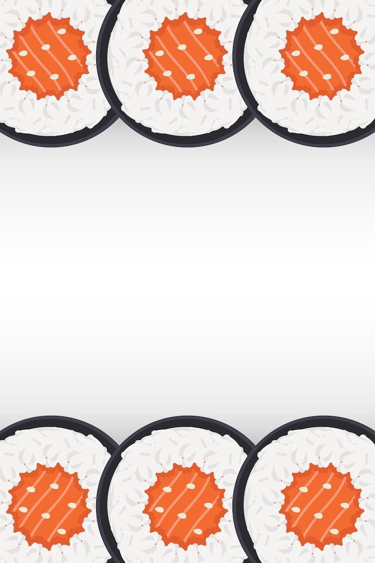 Vettore sushi roll border giappone food frame sushi banner