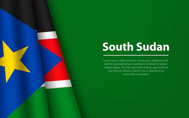 Sventola bandiera del Sud Sudan con sfondo copyspace