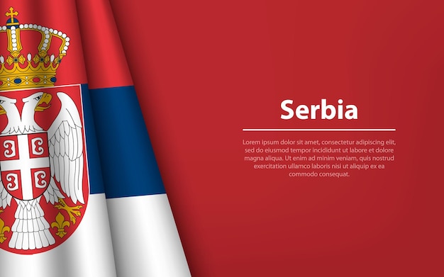 Sventola la bandiera della Serbia con sfondo copyspace