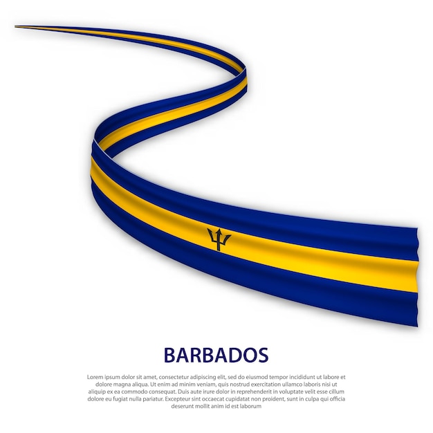 Sventolando il nastro o lo striscione con la bandiera delle Barbados