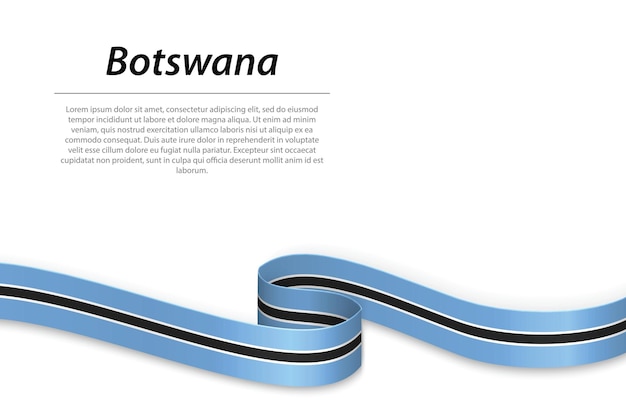 Sventolando il nastro o un banner con la bandiera del Botswana Modello per il design del poster del giorno dell'indipendenza