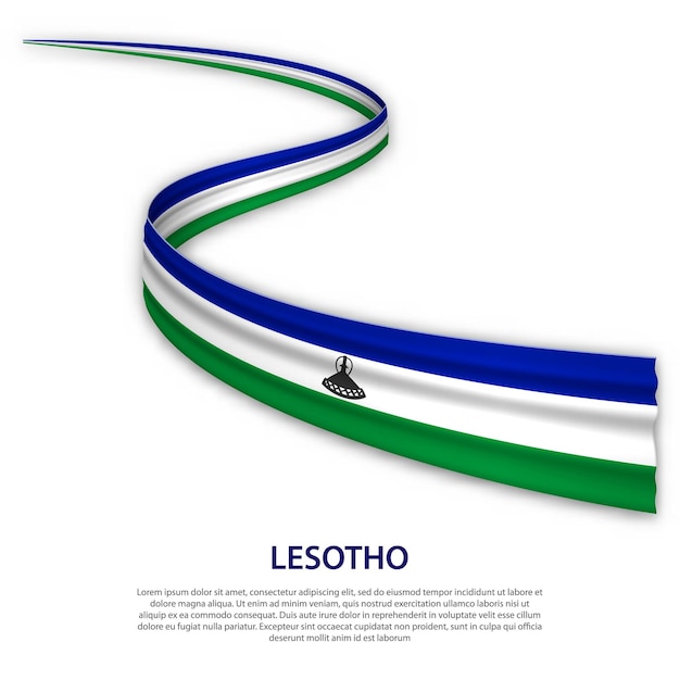 Sventolando in nastro o banner con bandiera del Lesotho