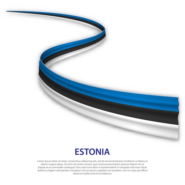 Sventolando in nastro o banner con bandiera dell'Estonia