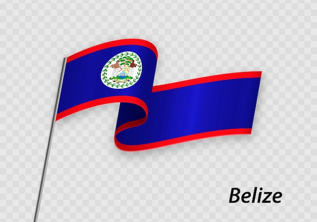 Sventolando la bandiera del Belize sul pennone Modello per il giorno dell'indipendenza