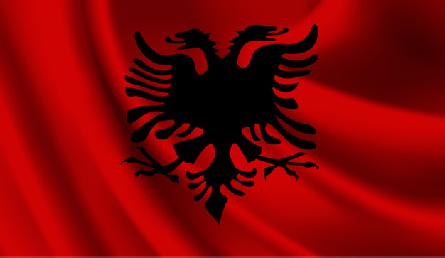 Sventolando la bandiera dell'Albania. Sventolando la bandiera Albania sfondo astratto