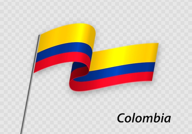 Sventolando la bandiera della Colombia sul pennone Modello per il giorno dell'indipendenza